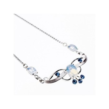 925 Sterling Silver Moonstone & Aquamarine Necklace