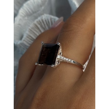 925 Sterling Silver Dravite Brown Tourmaline Ring Size 8