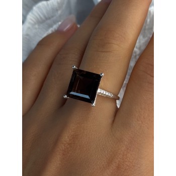 925 Sterling Silver Dravite Brown Tourmaline Ring Size 8
