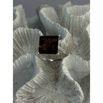 925 Sterling Silver Dravite Brown Tourmaline Ring Size 8