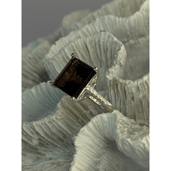 925 Sterling Silver Dravite Brown Tourmaline Ring Size 8