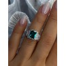 925 Sterling Silver Emerald & Cz Ring Size 6