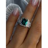 925 Sterling Silver Emerald & Cz Ring Size 6