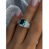 925 Sterling Silver Emerald & Cz Ring Size 6