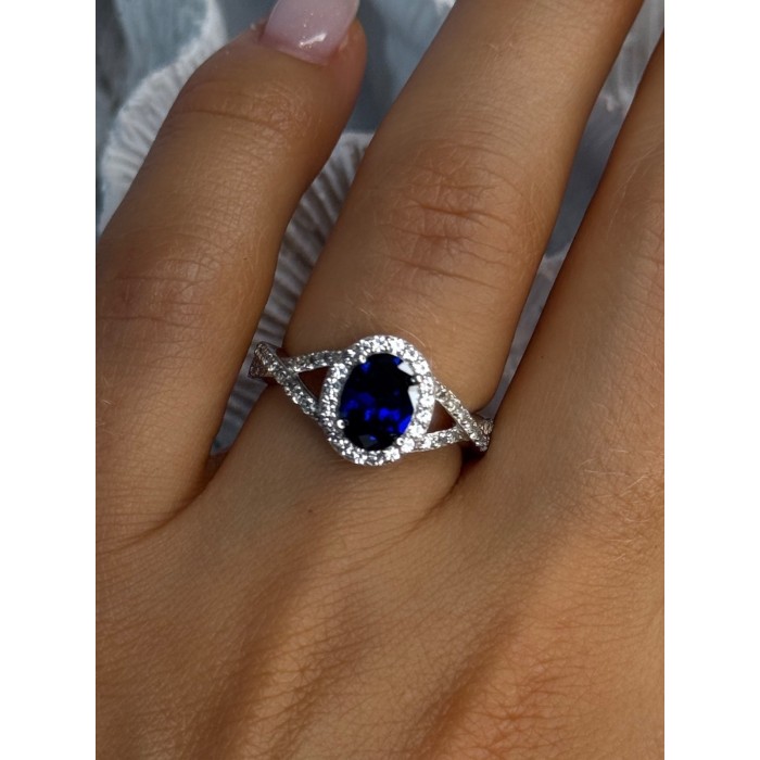 925 Sterling Silver Sapphire & Beryl Ring Size 7