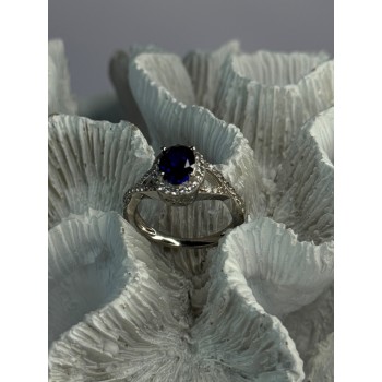 925 Sterling Silver Sapphire & Beryl Ring Size 7