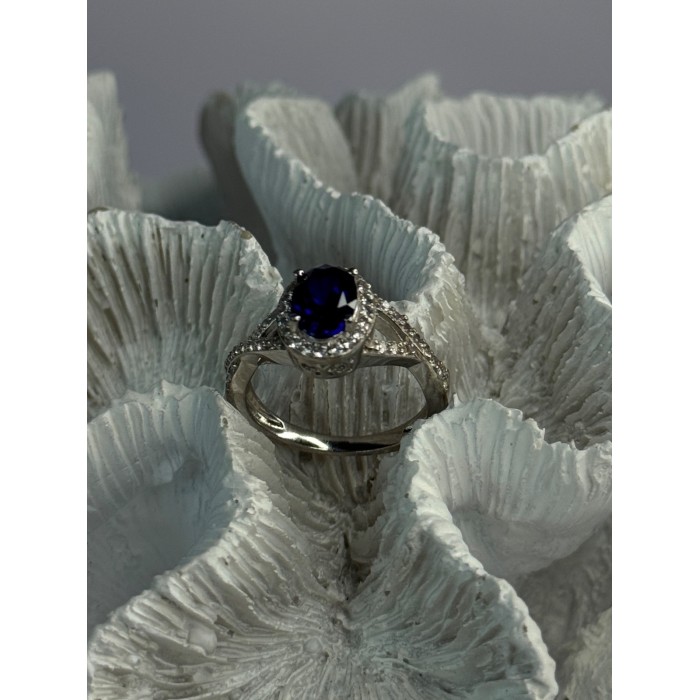 925 Sterling Silver Sapphire & Beryl Ring Size 7