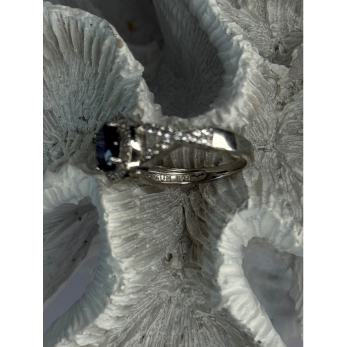 925 Sterling Silver Sapphire & Beryl Ring Size 7