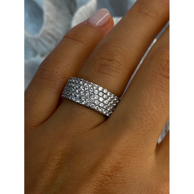 Elegant 925 Sterling Silver White Topaz Ring Size 6.5