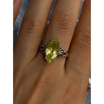 925 Sterling Silver Peridot Ring Size 9.5