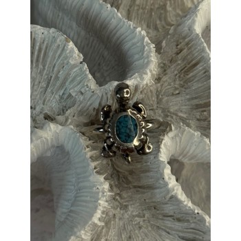 925 Sterling Silver Turtle Turquoise Ring Size 6.5