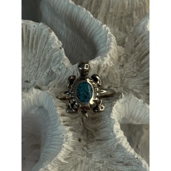 925 Sterling Silver Turtle Turquoise Ring Size 6.5