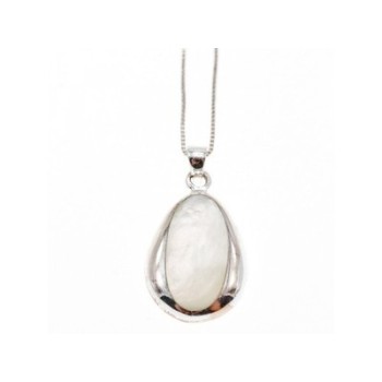 925 Sterling Silver Mother of pearl Chain with Pendant Italy