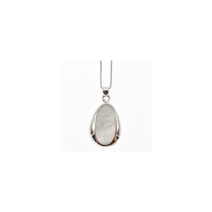 925 Sterling Silver Mother of pearl Chain with Pendant Italy