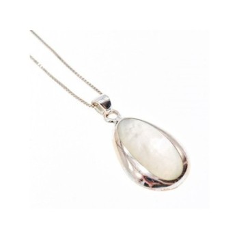 925 Sterling Silver Mother of pearl Chain with Pendant Italy