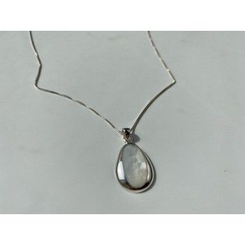 925 Sterling Silver Mother of pearl Chain with Pendant Italy
