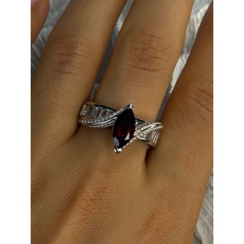 925 Sterling Silver Garnet & Beryl Ring Size 10