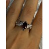 925 Sterling Silver Garnet & Beryl Ring Size 10