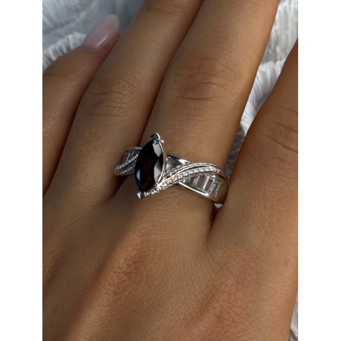 925 Sterling Silver Garnet & Beryl Ring Size 10