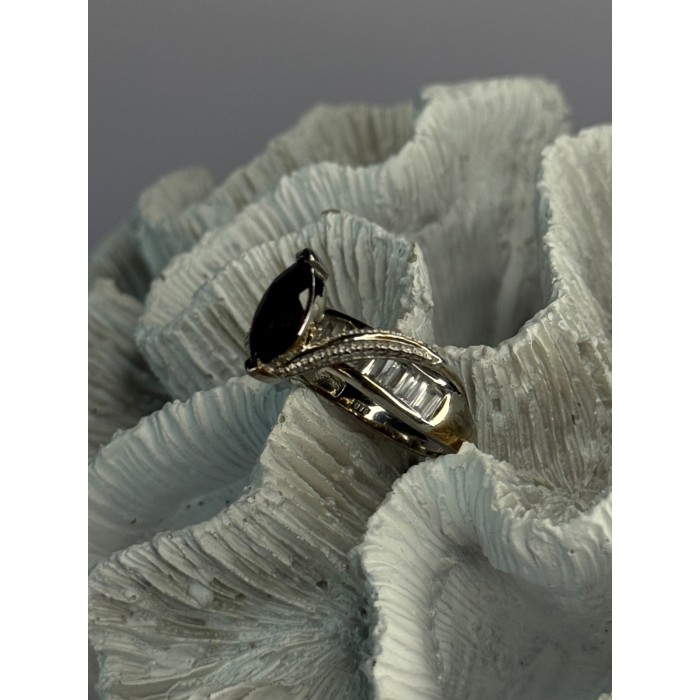 925 Sterling Silver Garnet & Beryl Ring Size 10