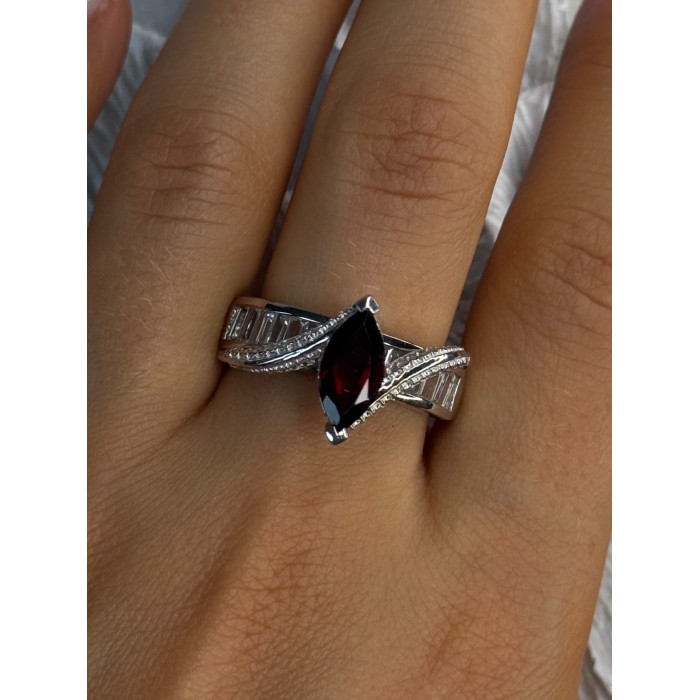 925 Sterling Silver Garnet & Beryl Ring Size 10