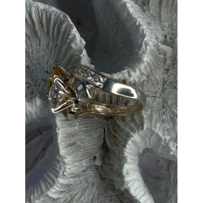 925 Sterling Silver Yellow & White Cz Ring Size 6