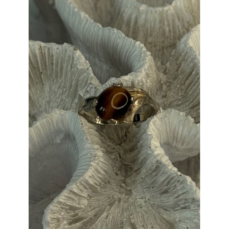 Vintage 925 Sterling Silver Tigers Eye Ring Size 8