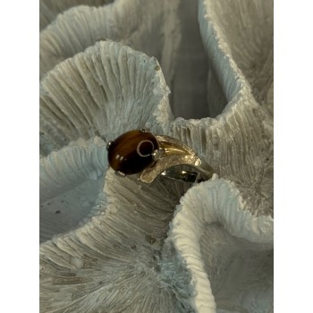 Vintage 925 Sterling Silver Tigers Eye Ring Size 8