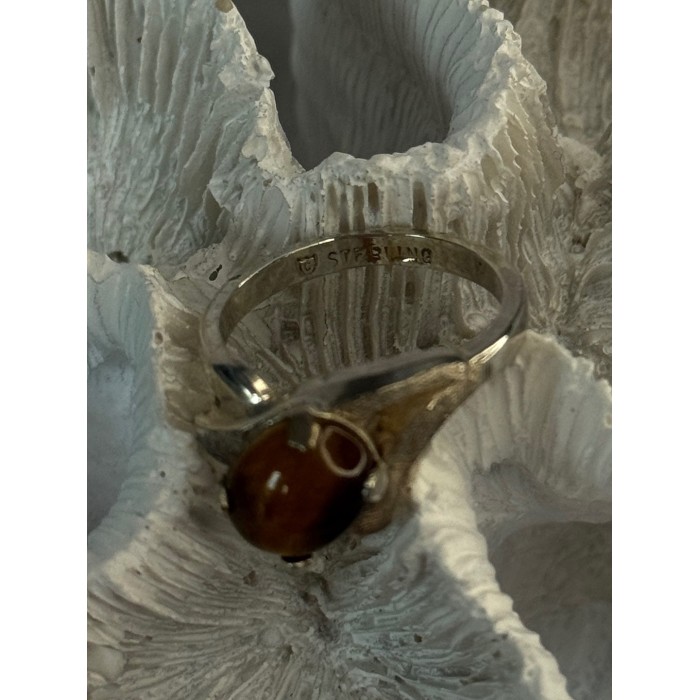 Vintage 925 Sterling Silver Tigers Eye Ring Size 8