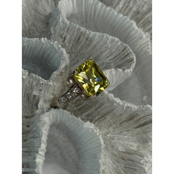 925 Sterling Silver Lemon Quartz Ring Size 8