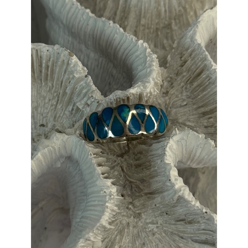 925 Sterling Silver Turquoise Ring Size 7