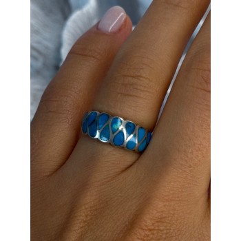 925 Sterling Silver Turquoise Ring Size 7