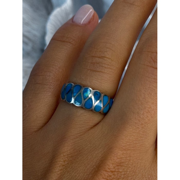 925 Sterling Silver Turquoise Ring Size 7