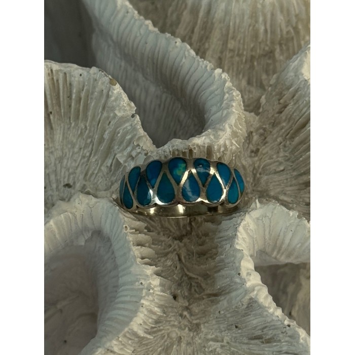 925 Sterling Silver Turquoise Ring Size 7
