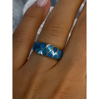 925 Sterling Silver Turquoise Ring Size 7