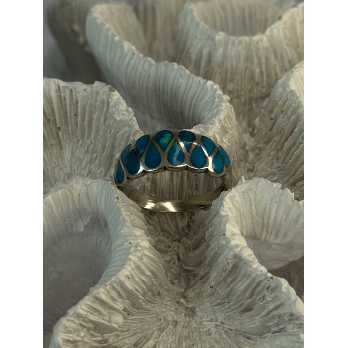 925 Sterling Silver Turquoise Ring Size 7