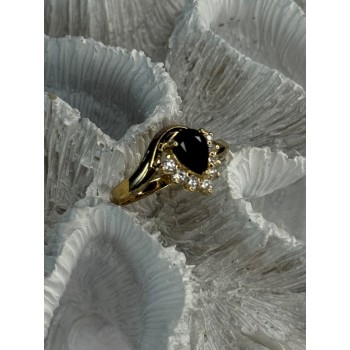 925 Sterling Silver Gold Plated Sapphire & Beryl Ring Size 8