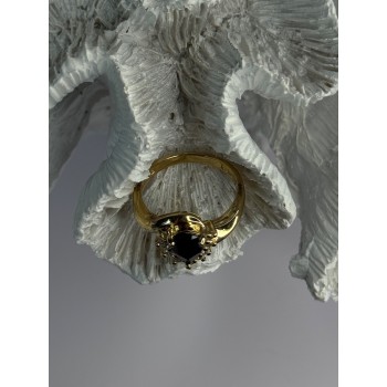 925 Sterling Silver Gold Plated Sapphire & Beryl Ring Size 8