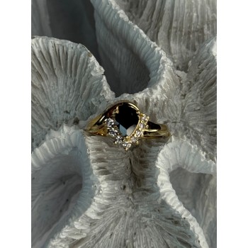 925 Sterling Silver Gold Plated Sapphire & Beryl Ring Size 8
