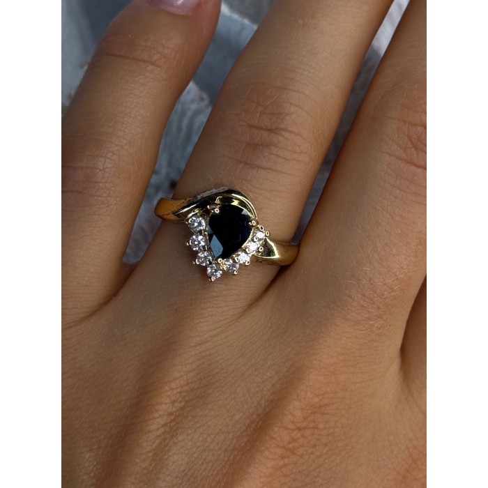 925 Sterling Silver Gold Plated Sapphire & Beryl Ring Size 8