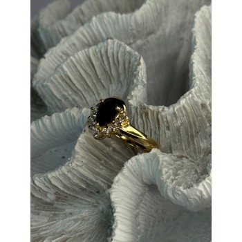 925 Sterling Silver Gold Plated Sapphire & Beryl Ring Size 8