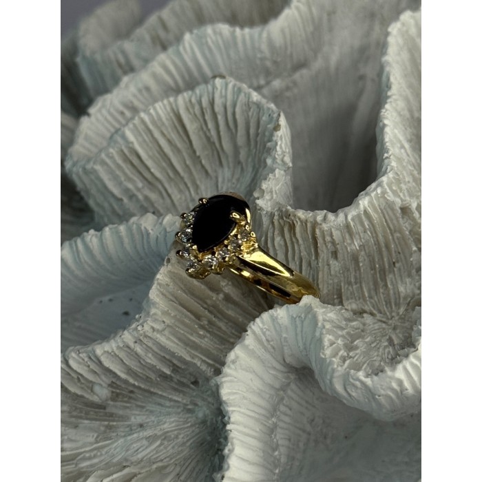 925 Sterling Silver Gold Plated Sapphire & Beryl Ring Size 8