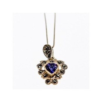 925 Sterling Silver Amethyst & Marcasites 