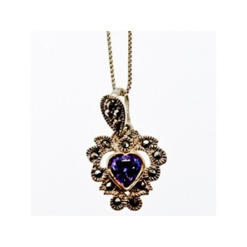 925 Sterling Silver Amethyst & Marcasites 