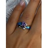 925 Sterling Silver Amethyst & Beryl & Opal Ring Size 7