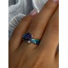 925 Sterling Silver Amethyst & Beryl & Opal Ring Size 7