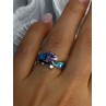 925 Sterling Silver Amethyst & Beryl & Opal Ring Size 7