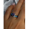 925 Sterling Silver Amethyst & Beryl & Opal Ring Size 7