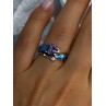 925 Sterling Silver Amethyst & Beryl & Opal Ring Size 7