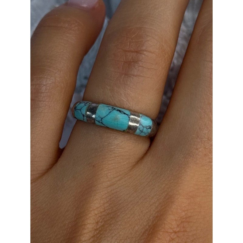 Vintage 925 Sterling Silver Turquoise Ring Size 7
